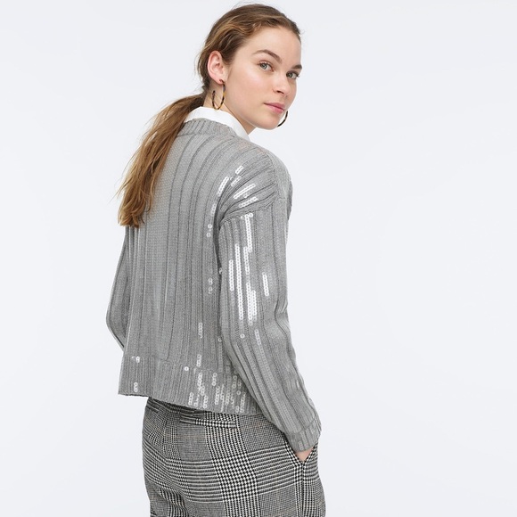 JCREW Collection sequin-striped ribbed crewneck sweater - Picture 4 of 6